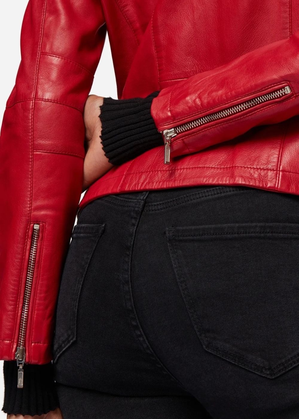 Nova - Women's Cropped Red Leather Jacket