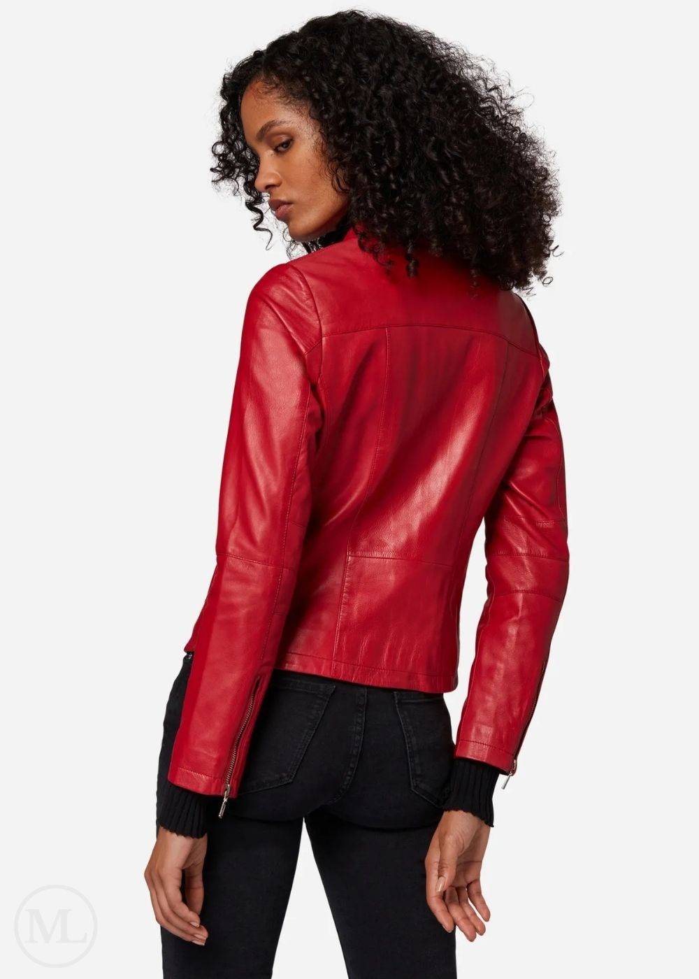 Nova - Women's Cropped Red Leather Jacket