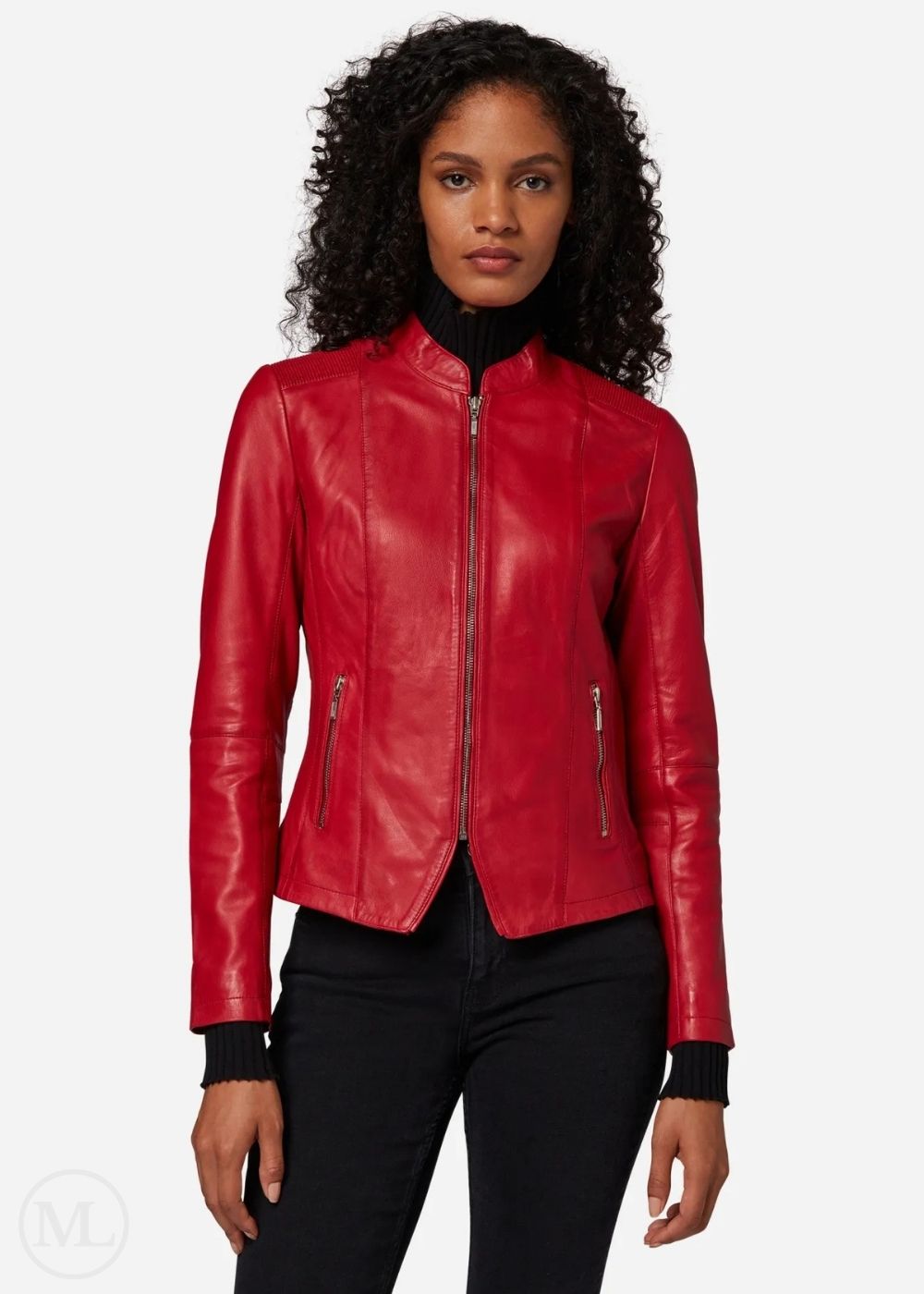 Nova - Women's Cropped Red Leather Jacket