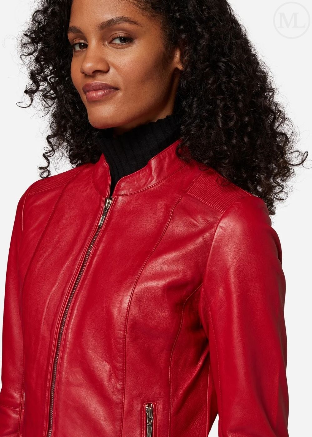 Nova - Women's Cropped Red Leather Jacket